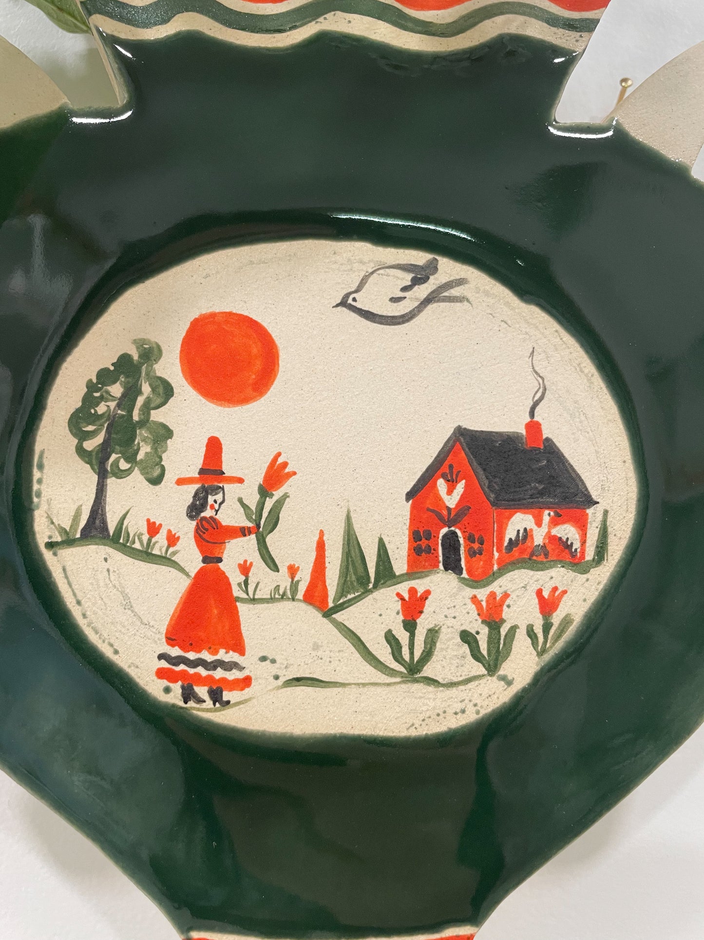 Folk scene wall vase