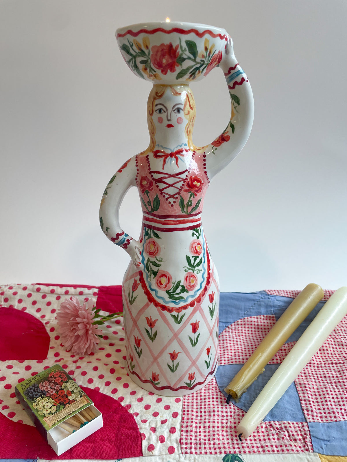 Witch tea light sculpture ~majolica