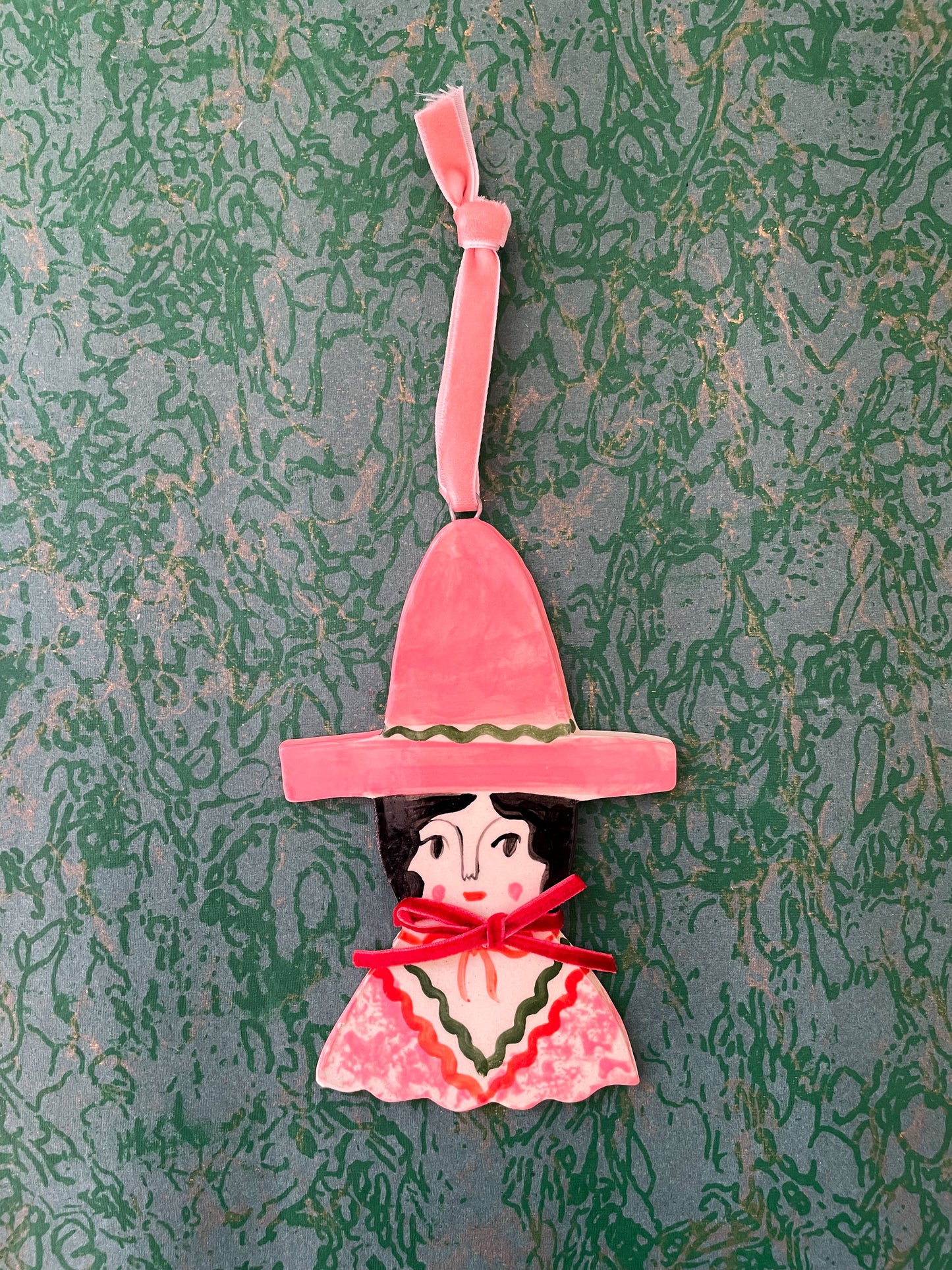 Christmas witch ornament~pink