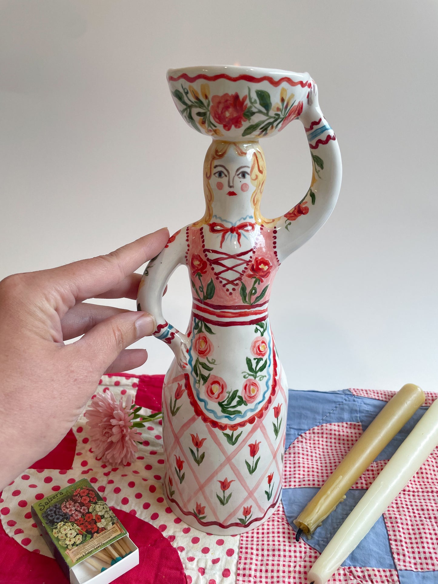 Witch tea light sculpture ~majolica