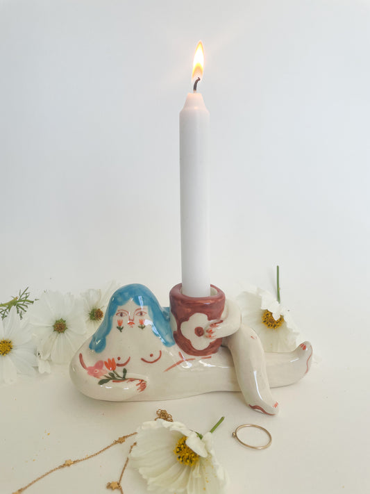 Folk Goddess figure Candel holder