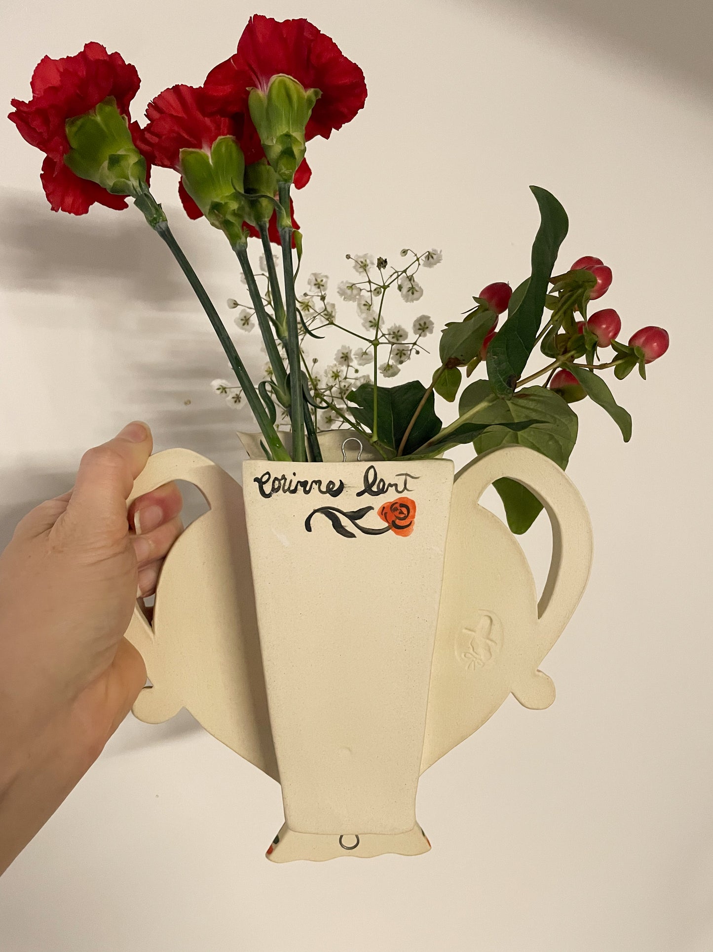 Folk scene wall vase