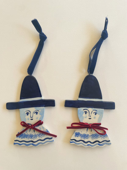 Christmas witch ornament~blue