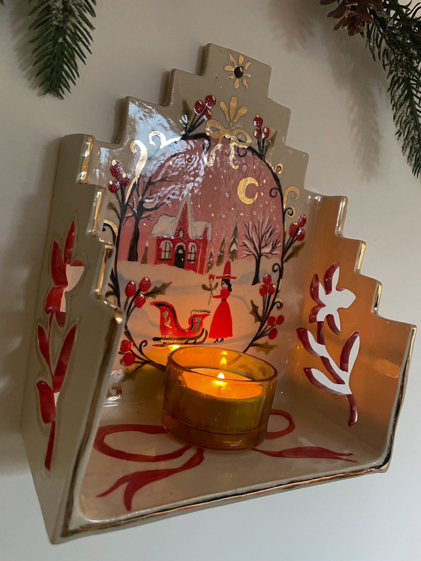 Winterland Wall Shelf w/22k gold