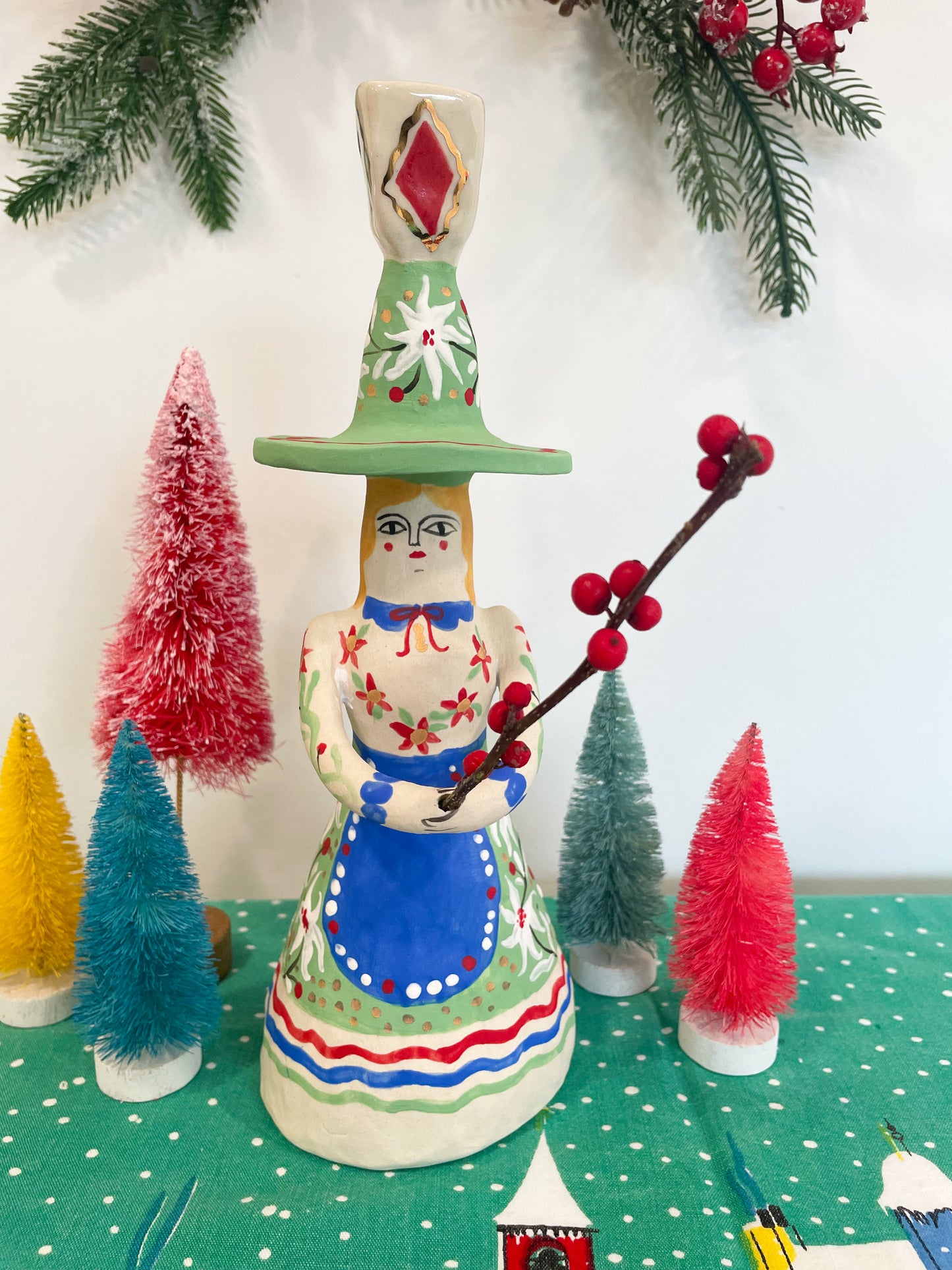 Folk Witch Figurine w/22k gold