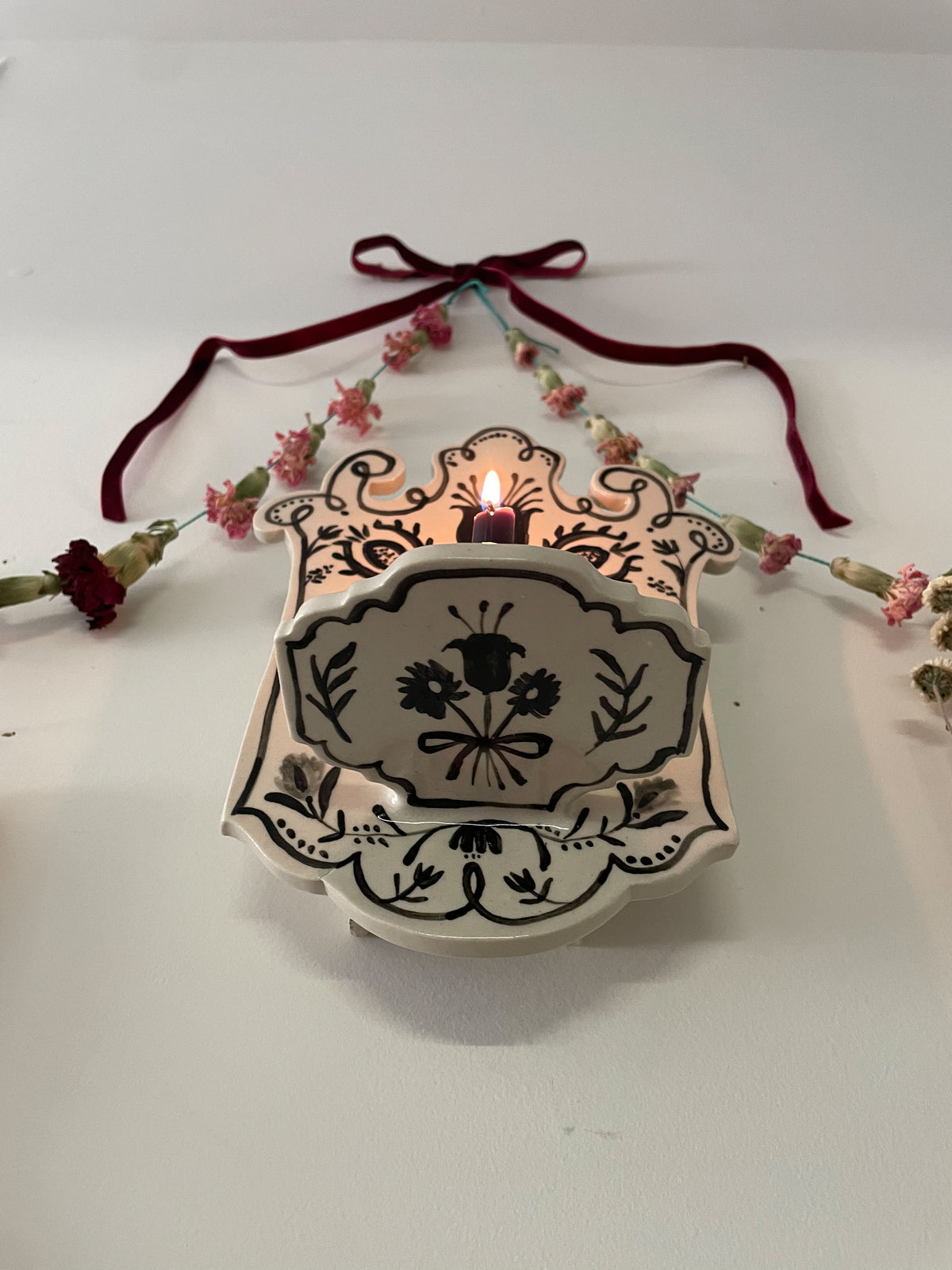 Decorative wall sconce~ folk floral *seconds