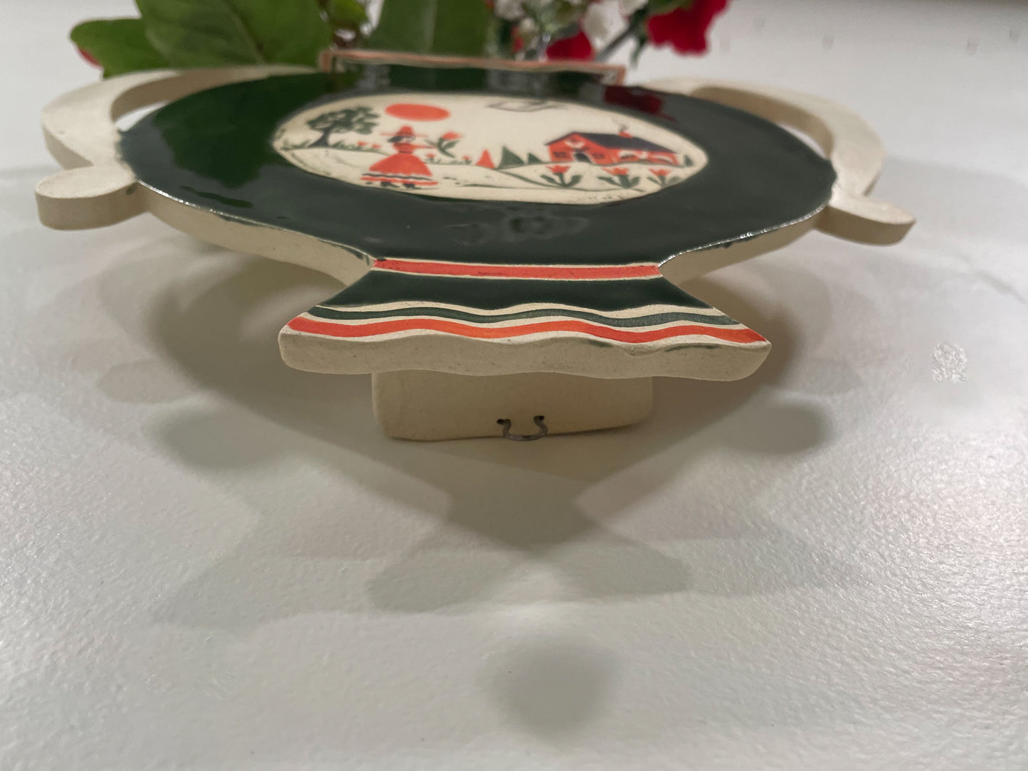 Folk scene wall vase