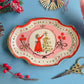 Folk trinket dish w/22k gold