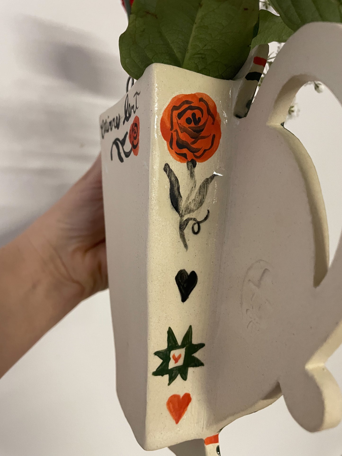 Folk scene wall vase