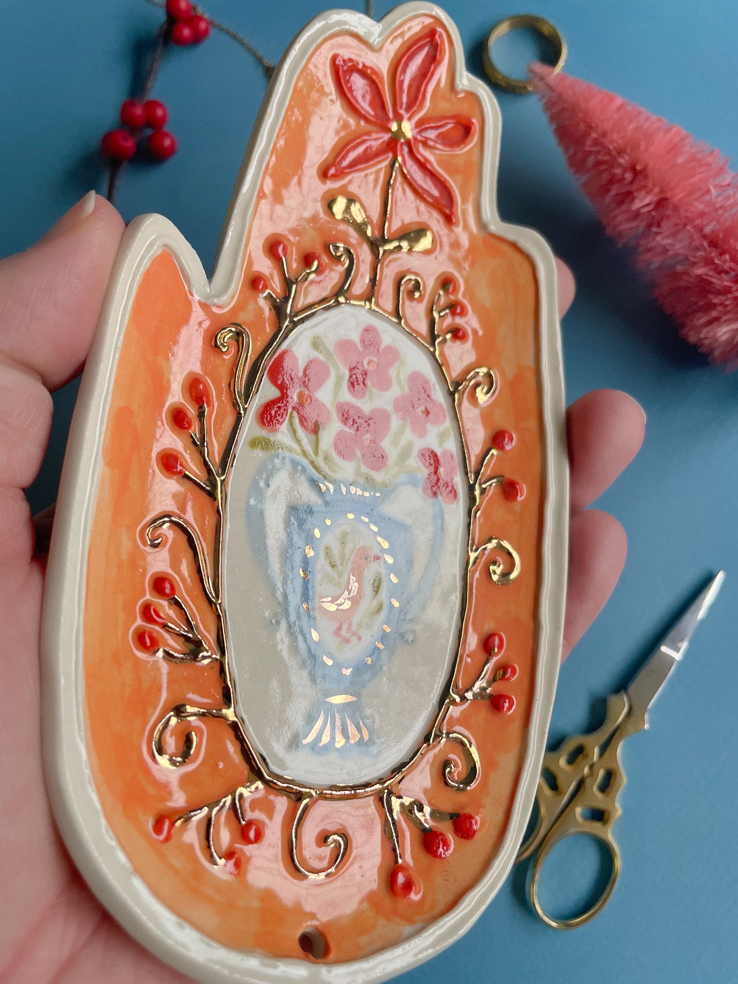 Hand Incense Burner w/24k gold