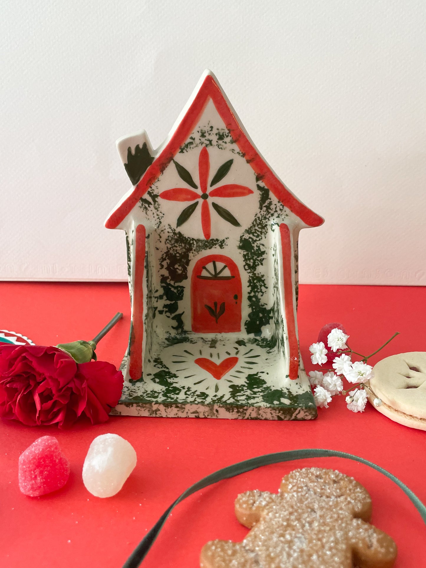 Folk cottage shelf~green