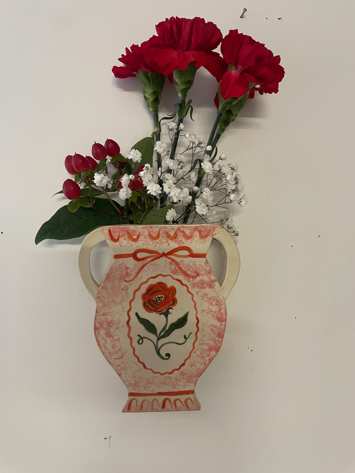 Folk rose wall vase