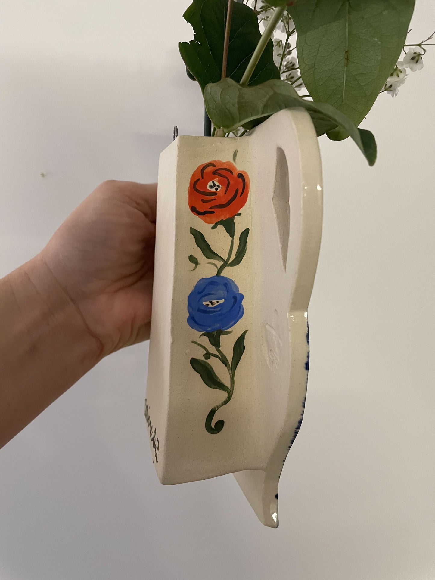 Folk floral wall vase