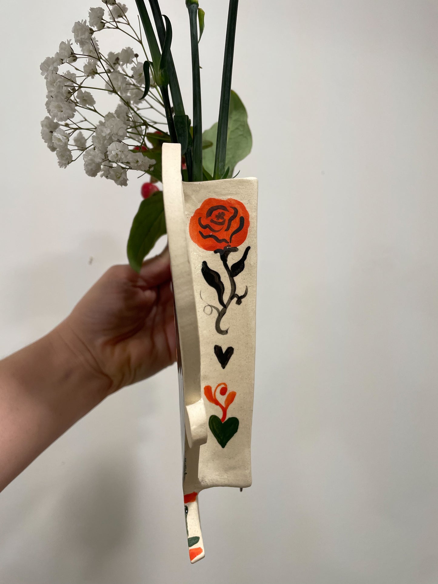 Folk scene wall vase