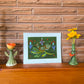 Green Folk Bird Art Print