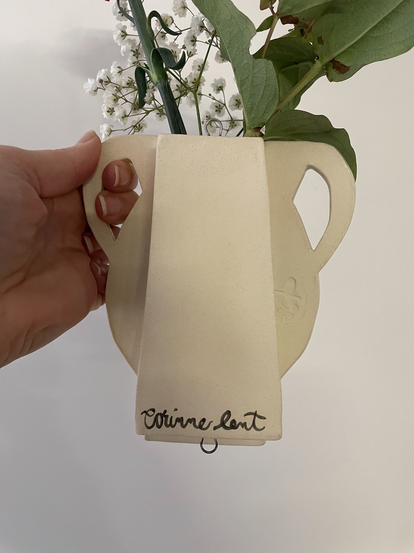 Folk floral wall vase