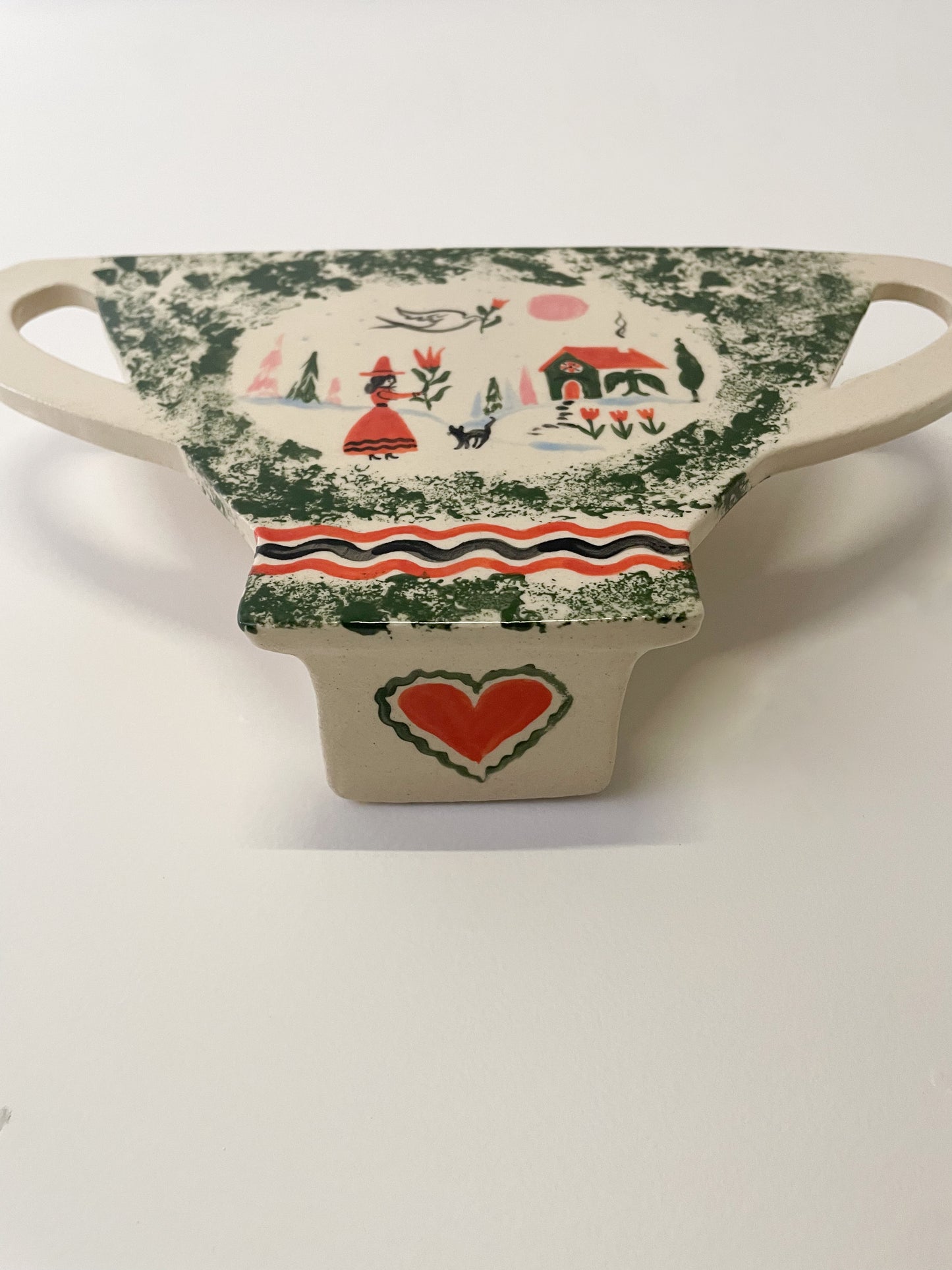 Folk scene wall & table vase