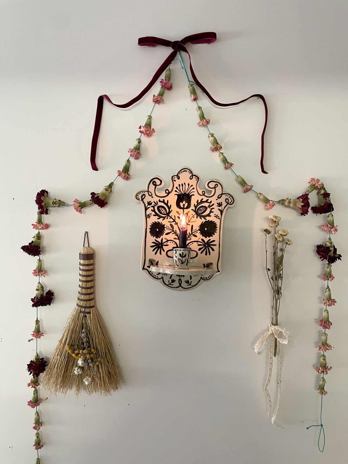 Decorative wall sconce~ folk floral *seconds
