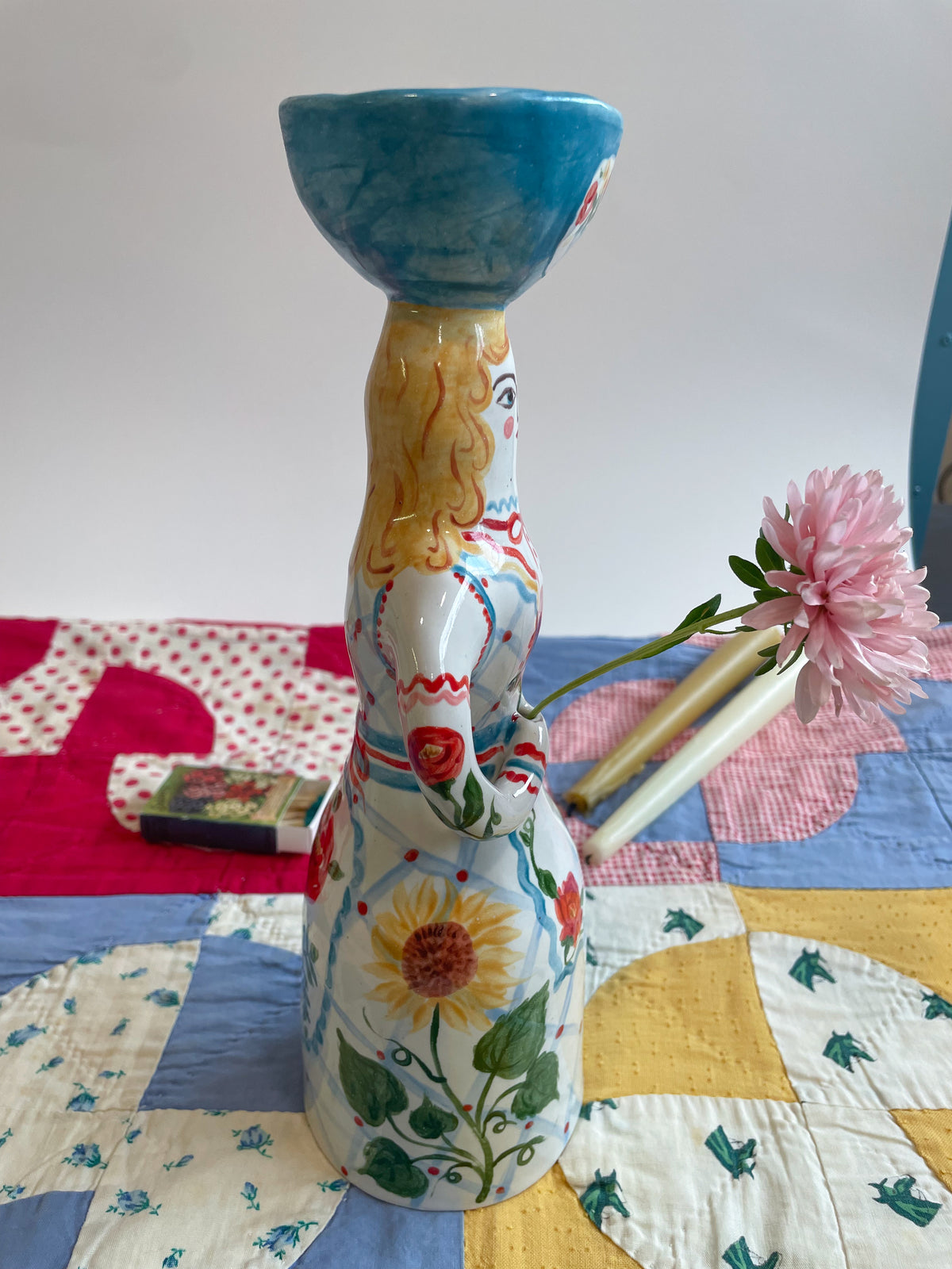 Witch tea light sculpture ~majolica