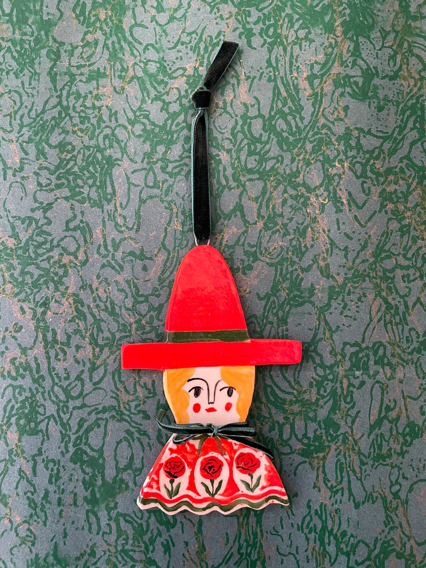 Christmas witch ornament~red