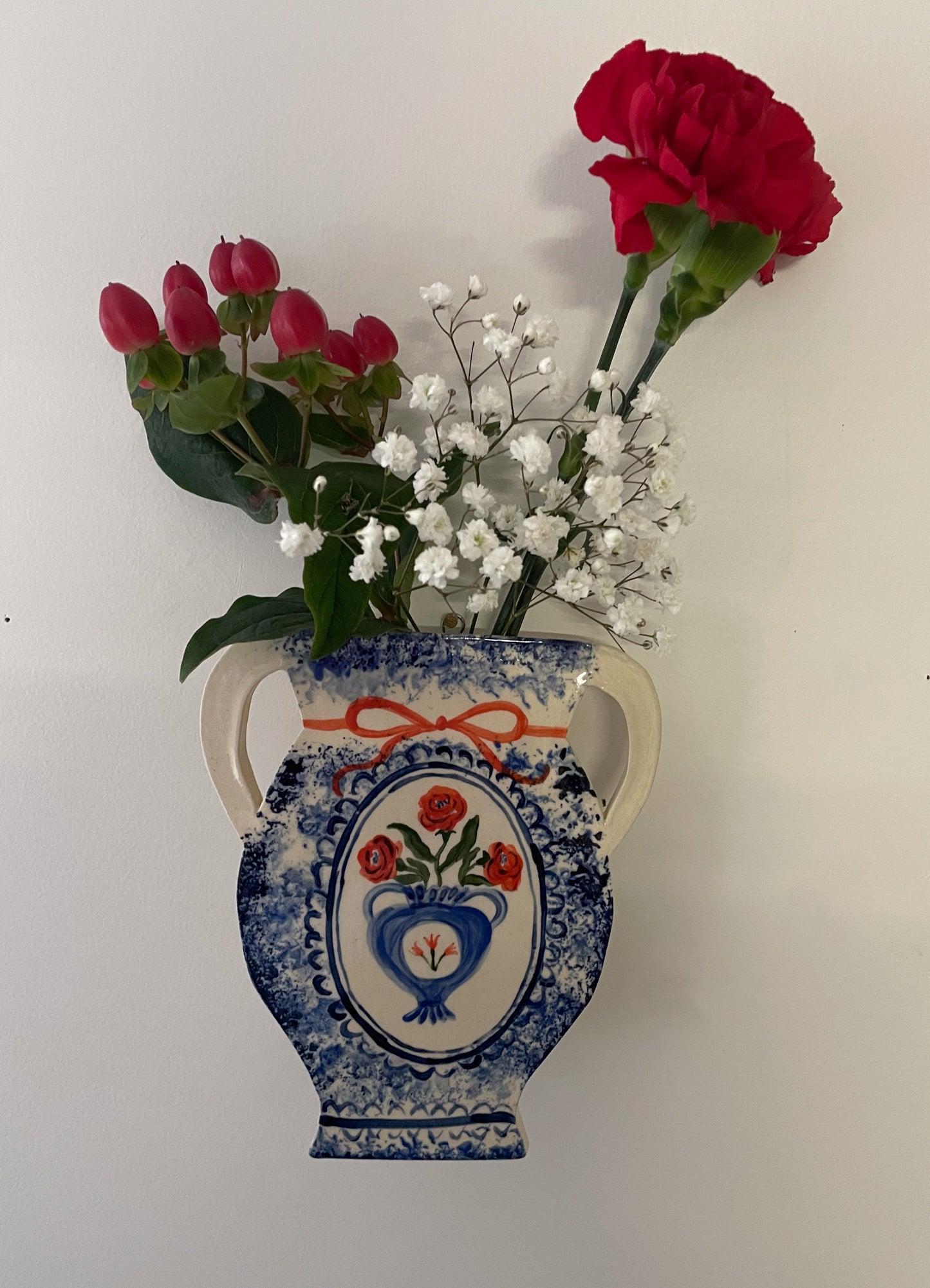 Folk floral wall vase