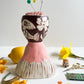Folk lady pin cushion figurine