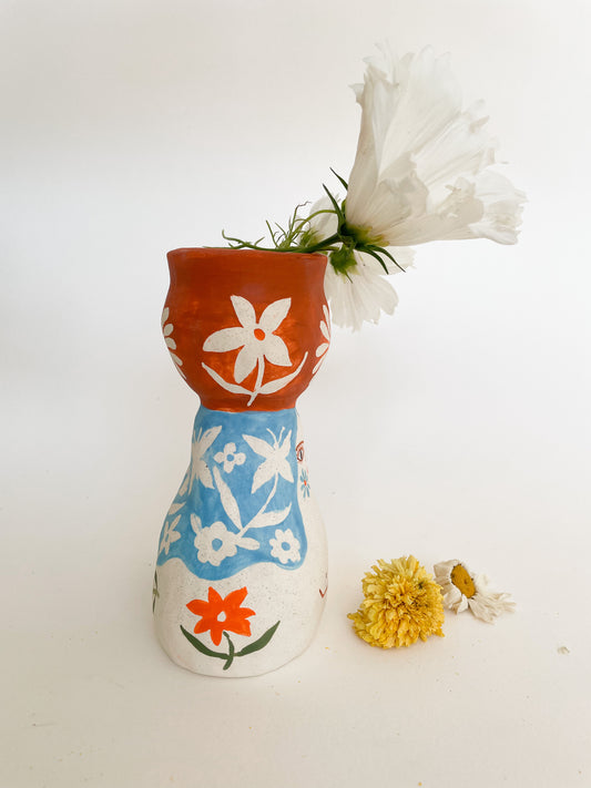 Pothead folk lady Candelabra/vase