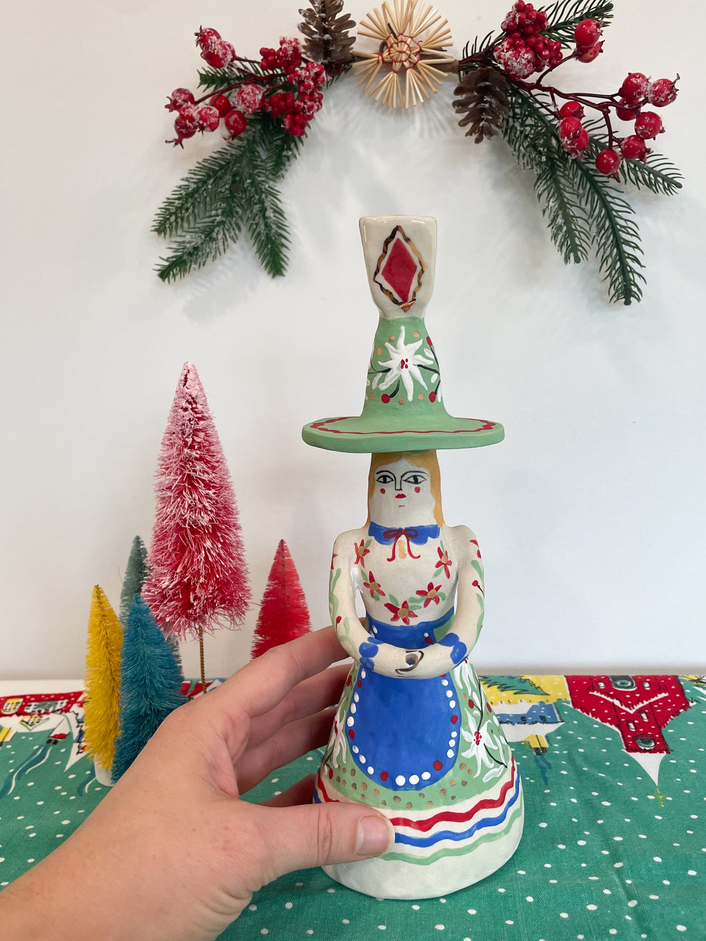 Folk Witch Figurine w/22k gold