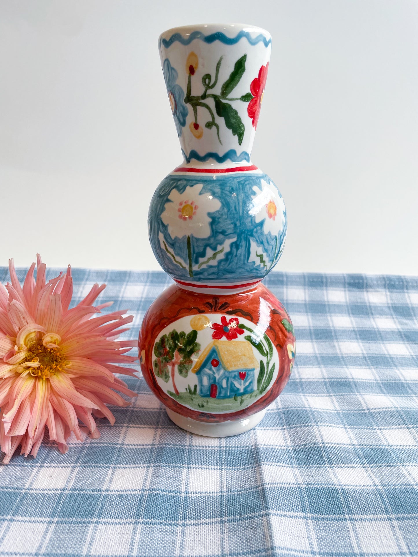Folk People Vase~majolica