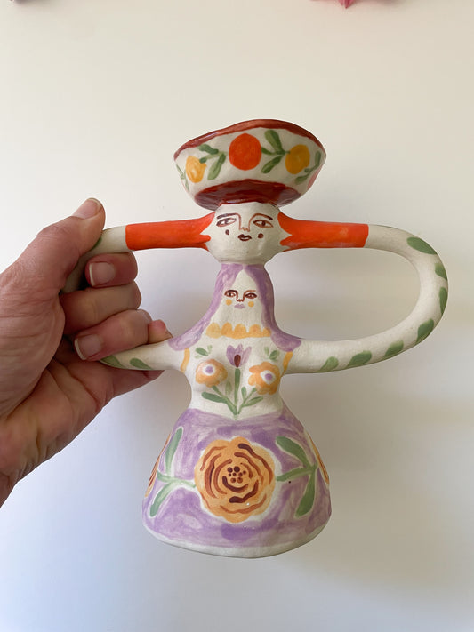 *seconds*Ceramic Candelabra Folk Lady