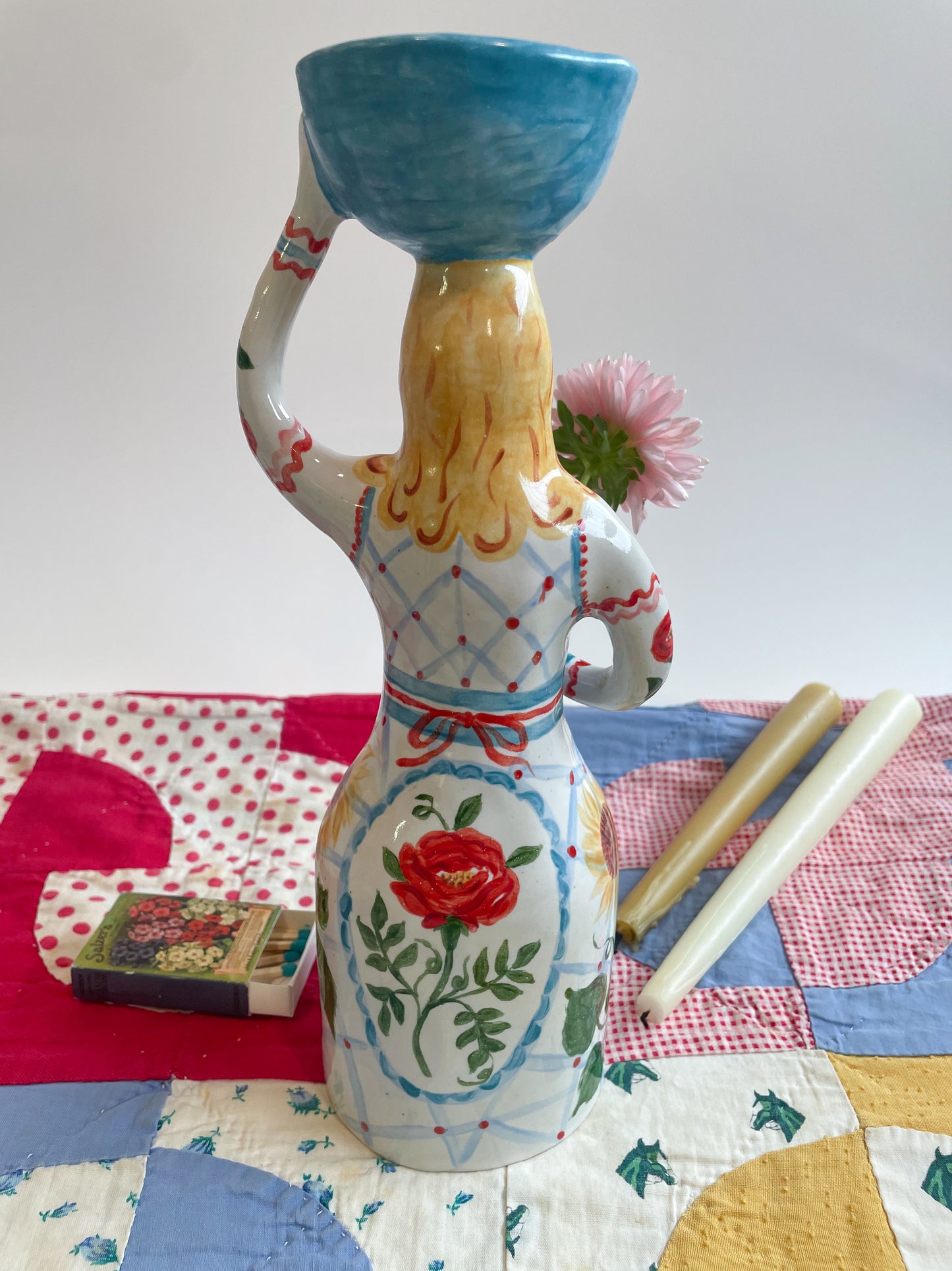 Witch tea light sculpture ~majolica