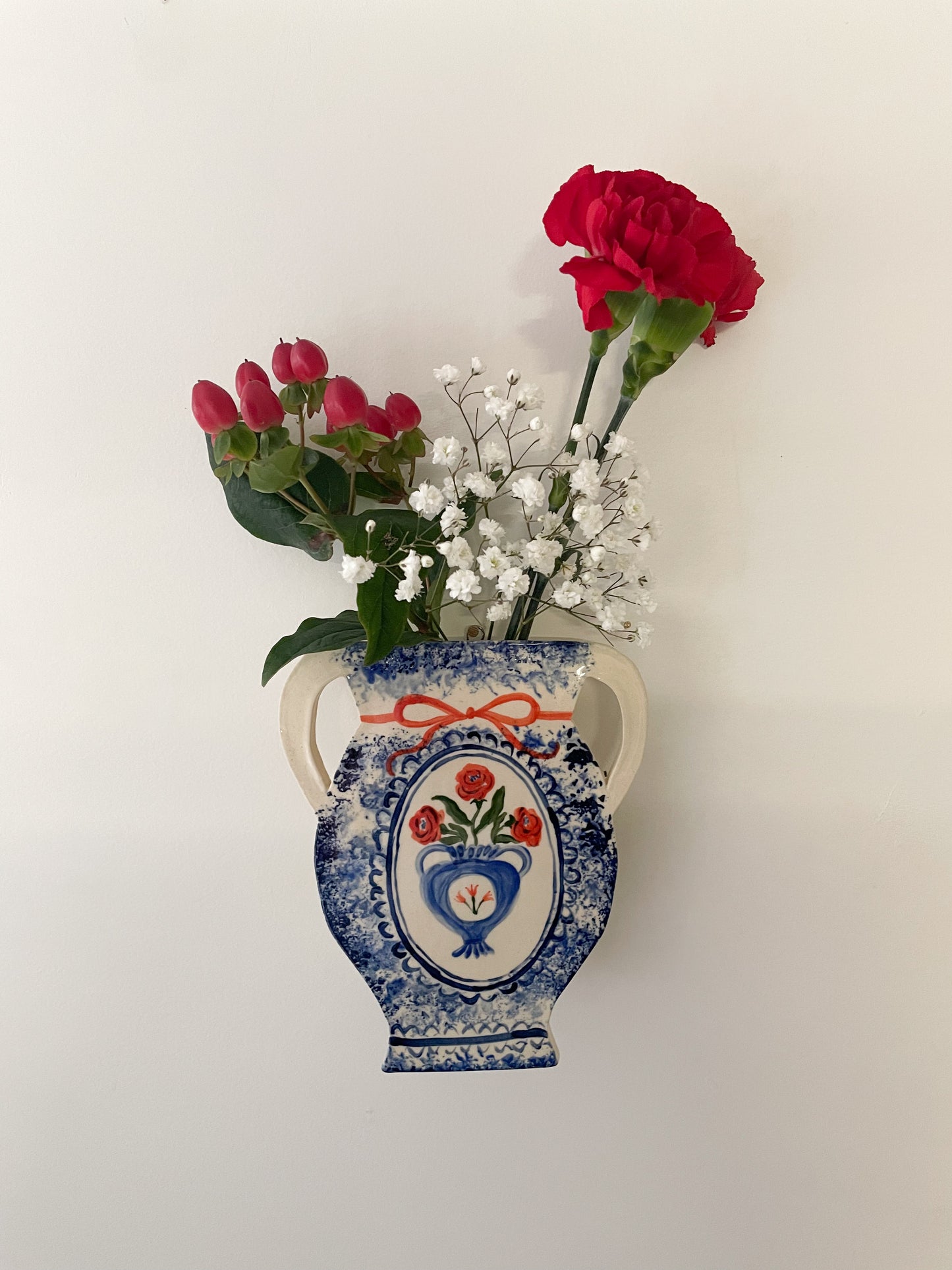 Folk floral wall vase