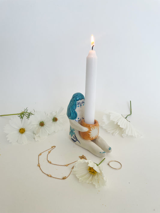 Folk Goddess figure Candle holder