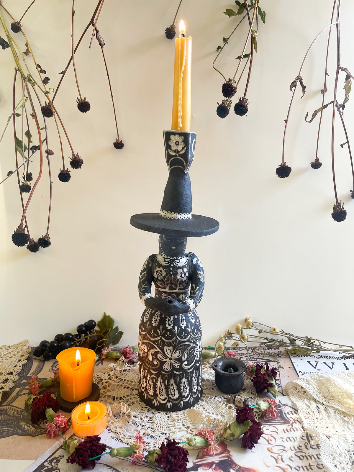 Black magic witch candelabra