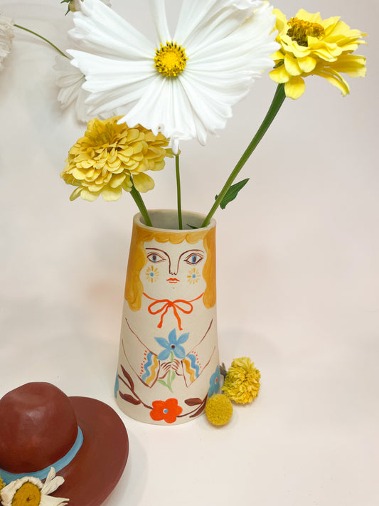 Cowgirl Folk Vase