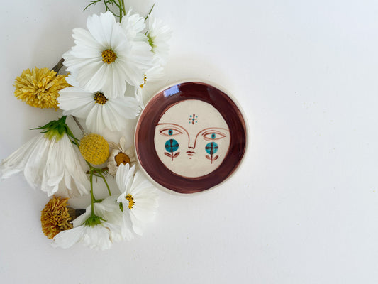 Ceramic Trinket Dish~ folk moon