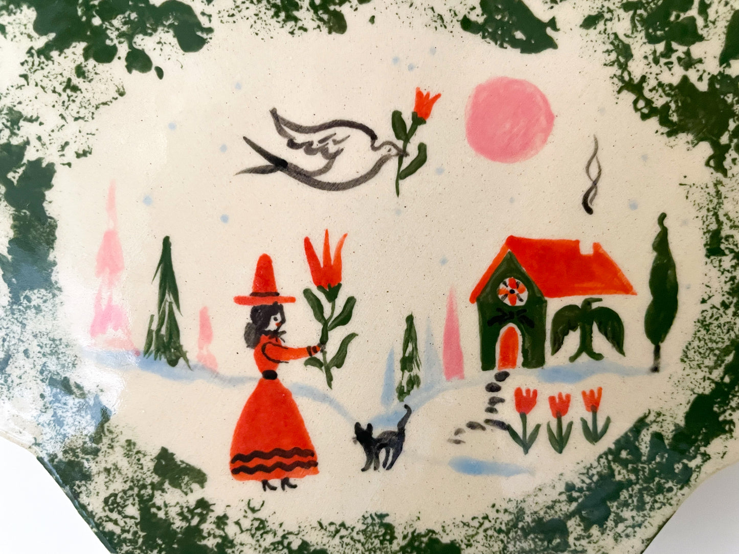 Folk scene wall & table vase