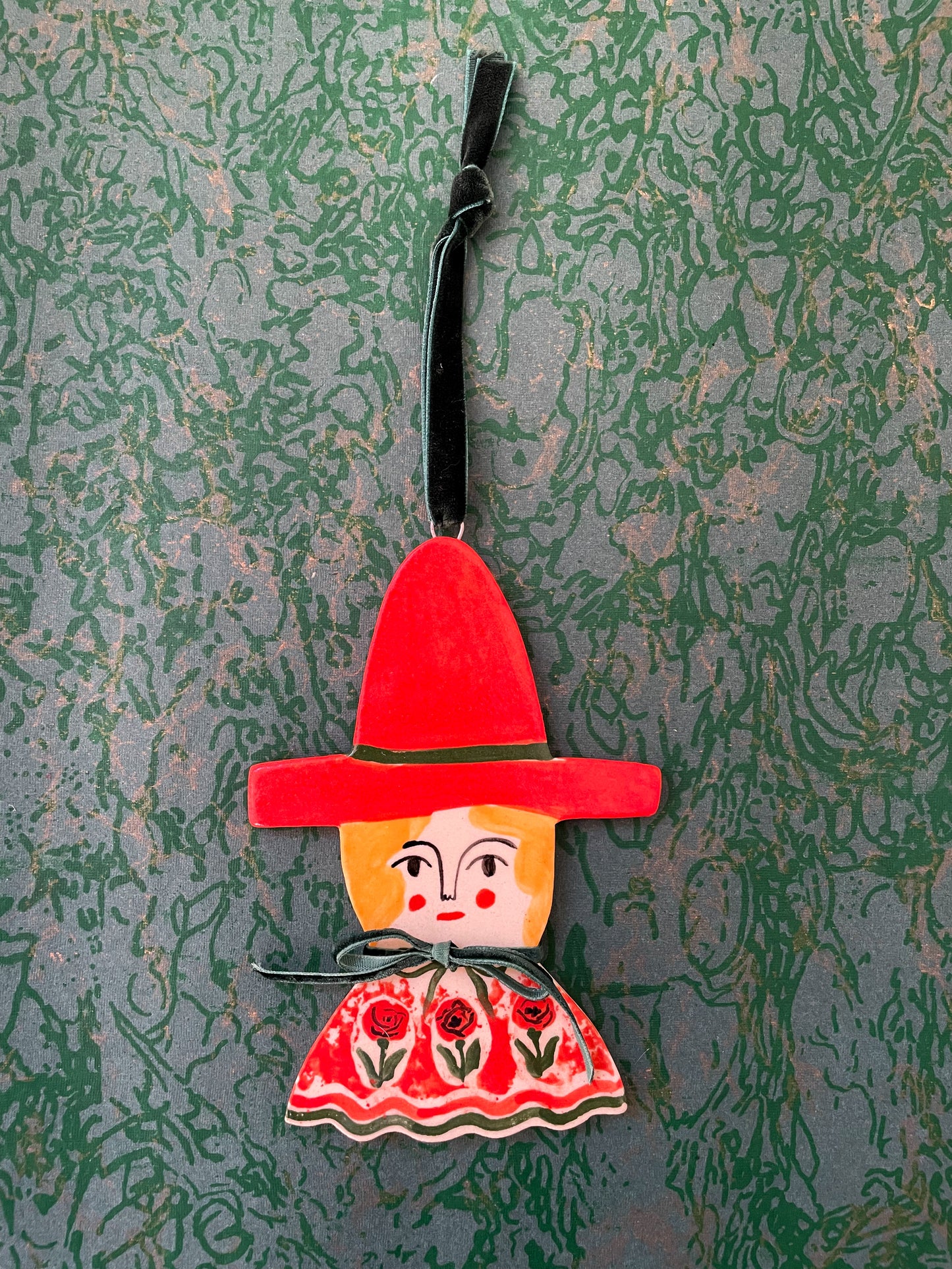 Christmas witch ornament~red