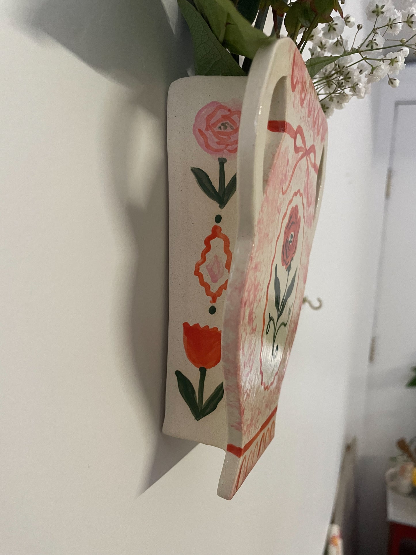Folk rose wall vase