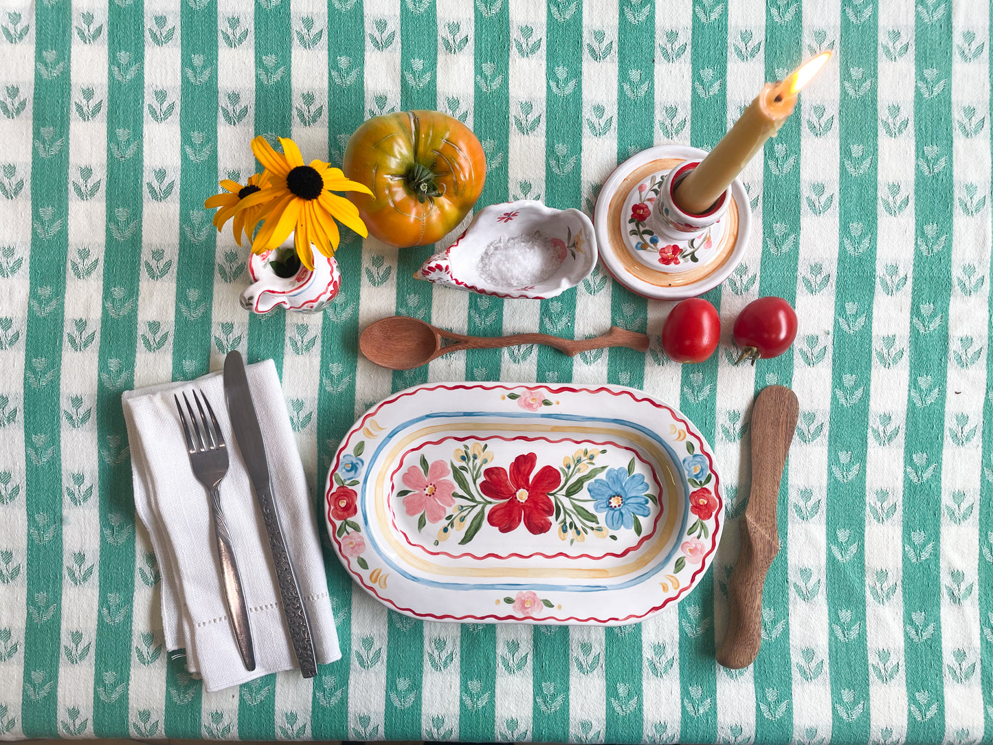 Floral folk platter