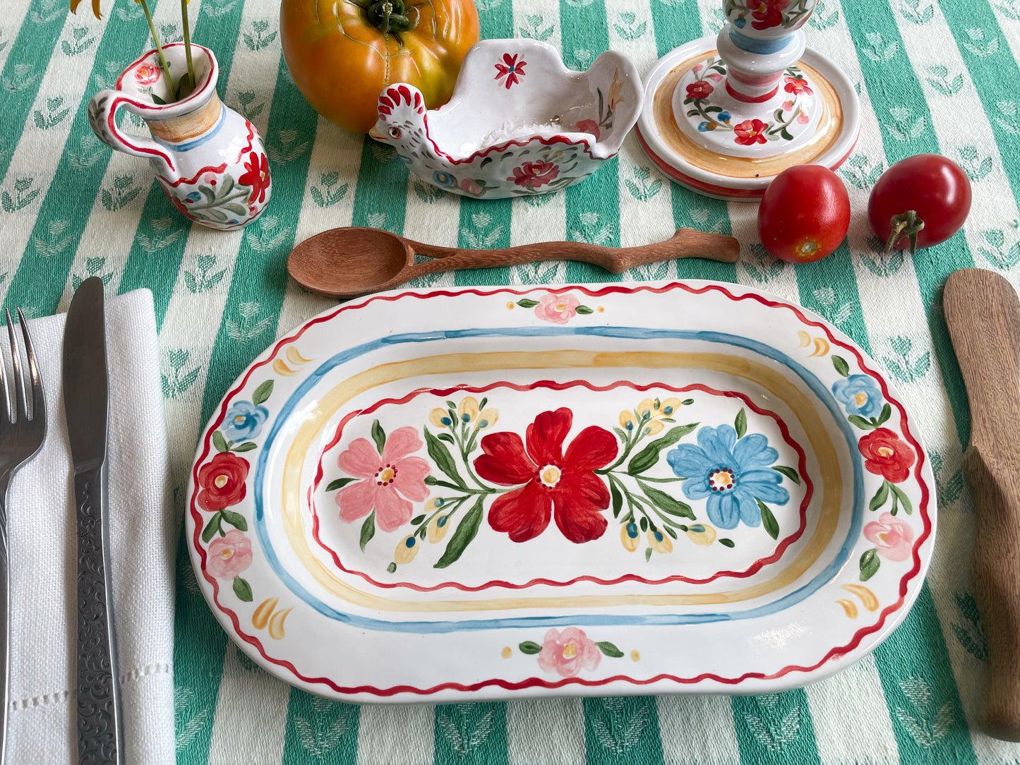Floral folk platter
