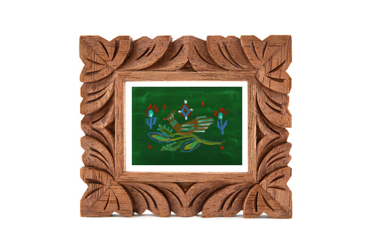 Green Folk Bird Art Print