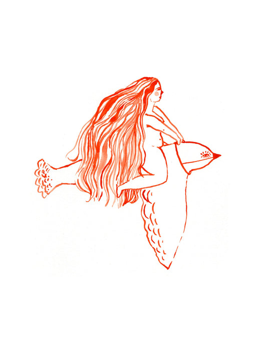 Naked Bird Rider Art Print
