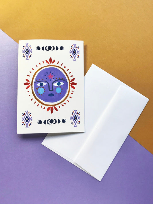 Moon face Greeting Card