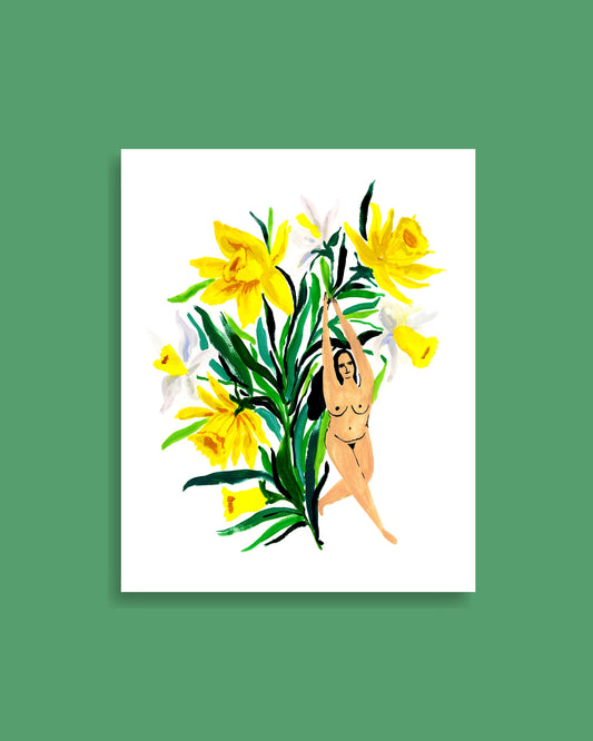 Daffodil Flower Lady Art Print