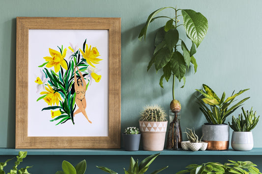 Daffodil Flower Lady Art Print