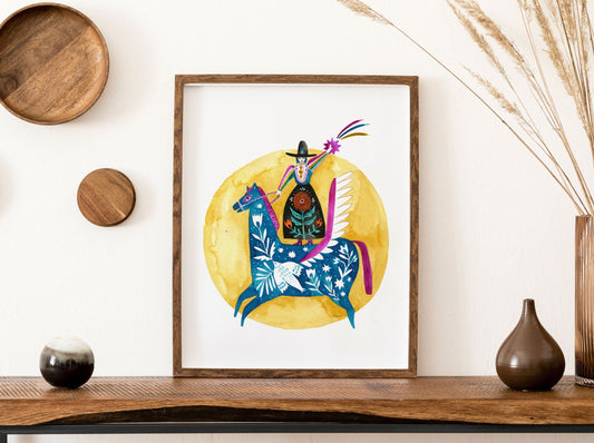 Harvest Moon Folk Lady Art Print
