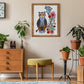 Folk Owl and Decorative Floral Tree  Art Print