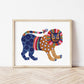 Rainbow Pattern Folk Lion  Art Print