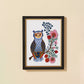 Folk Owl and Decorative Floral Tree  Art Print
